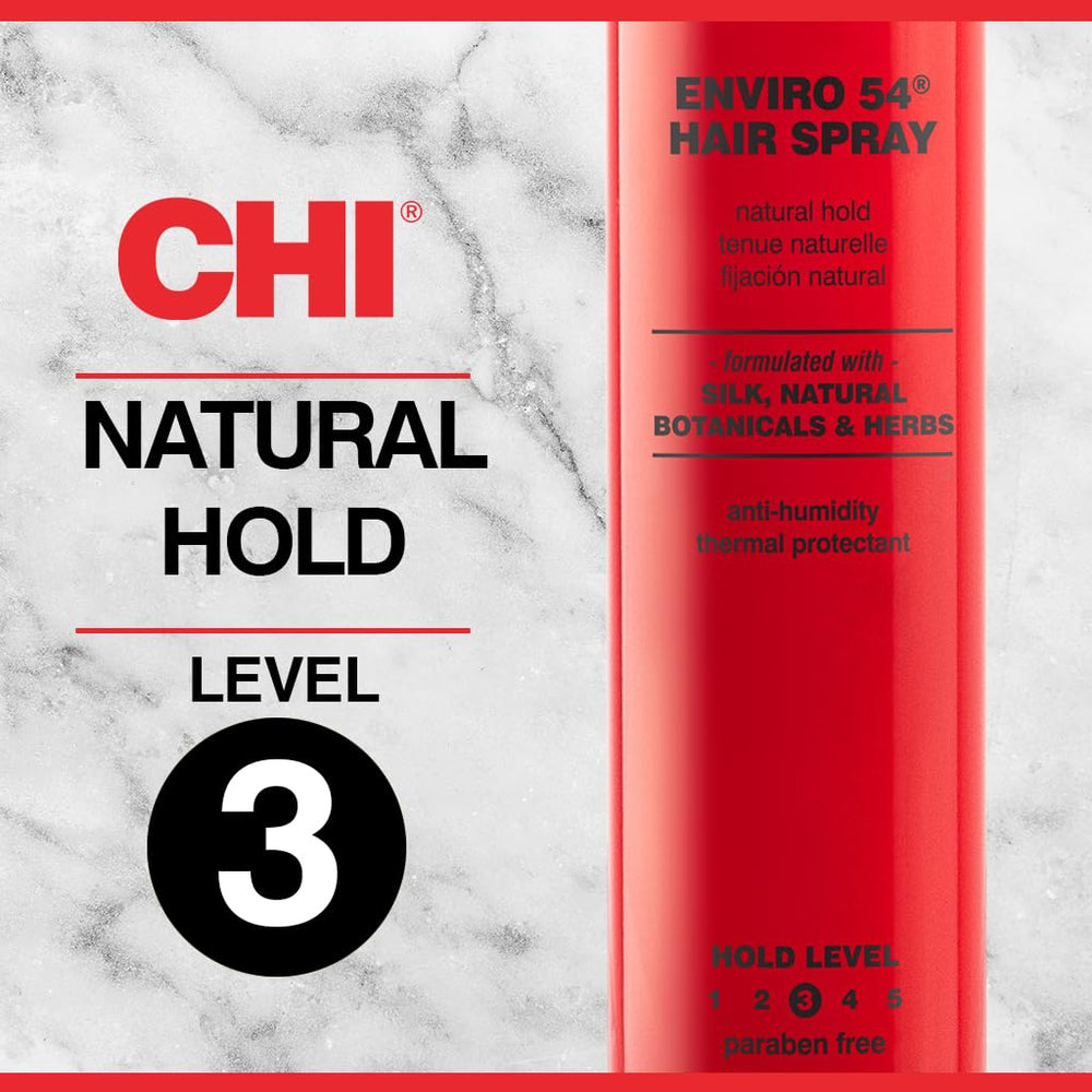 CHI Enviro 54 hairspray dispersion after styling for lasting finish