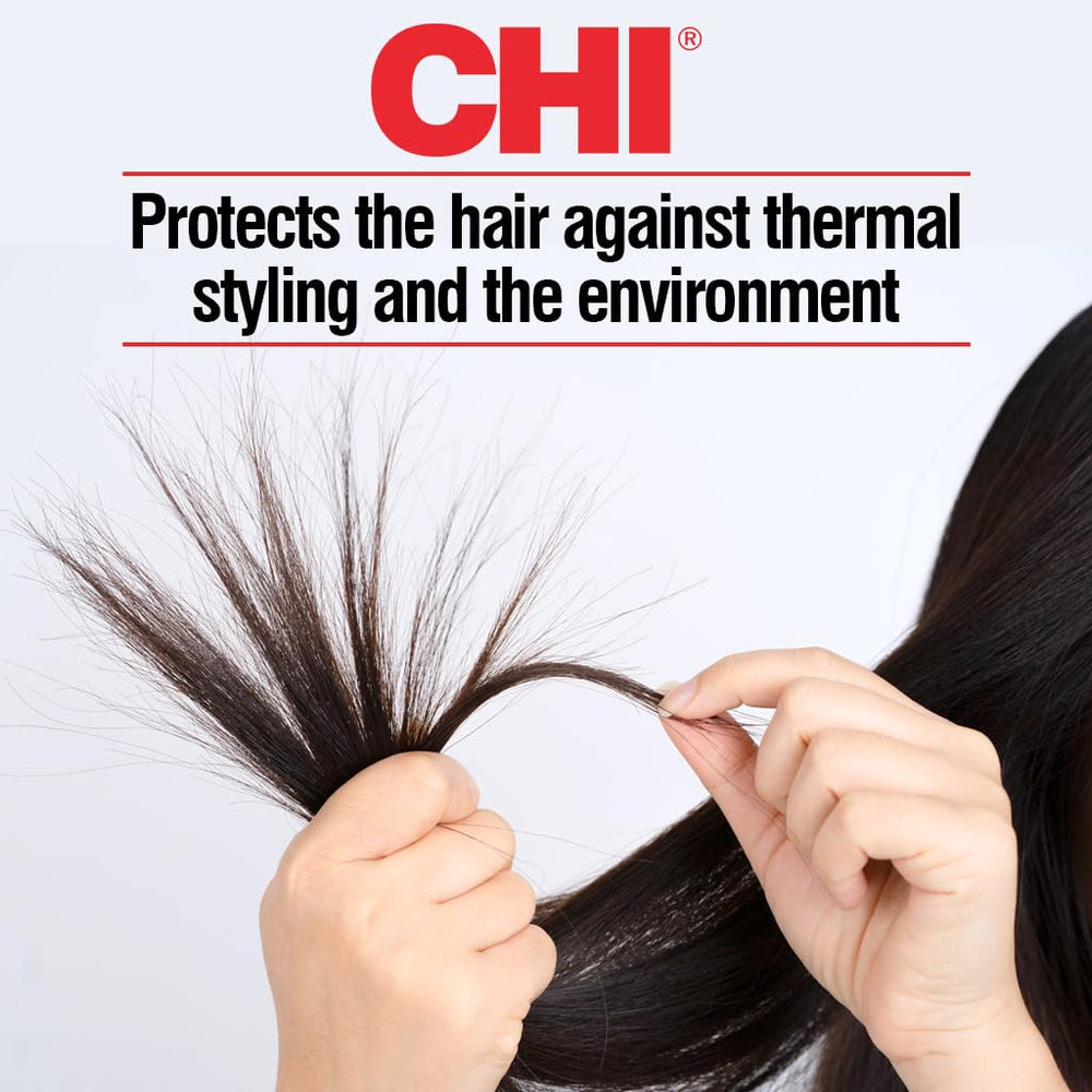 CHI Infra Silk Infusion bottle cap demonstrates easy dispensing for quick styling prep.
