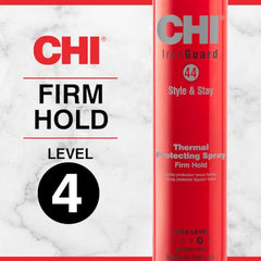 CHI 44 Iron Guard bottle highlights ceramic-protein formula on hair