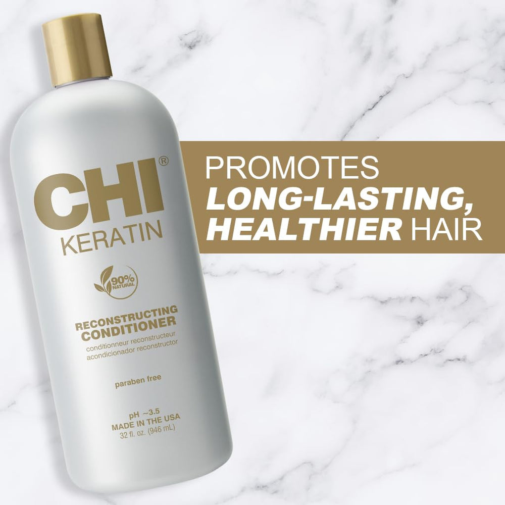 CHI Keratin Reconstructing Conditioner being applied to damaged hair for moisture