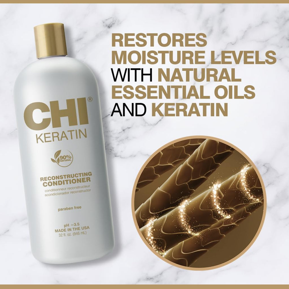 CHI Keratin Reconstructing Conditioner label close-up showing sulfate-free formula