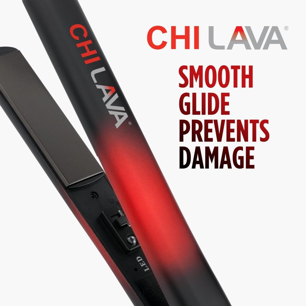 CHI Lava Ceramic 1-Inch Flat Iron on hair demonstrates frizz-free, glossy results