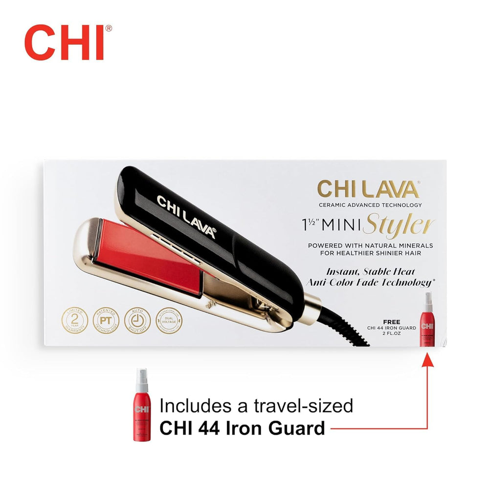 CHI Lava MiniStyler color-lock protection helps preserve color during styling