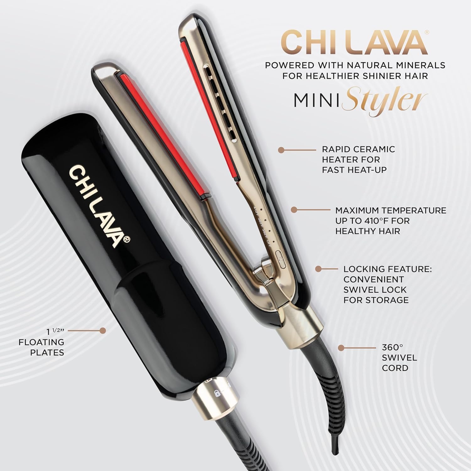 CHI Lava MiniStyler travel-ready dual voltage for international use
