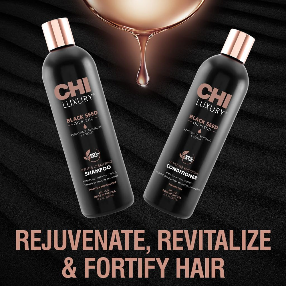 CHI Luxury Black Seed Oil Moisture Replenish Conditioner after-rinse texture close-up highlights a smooth finish