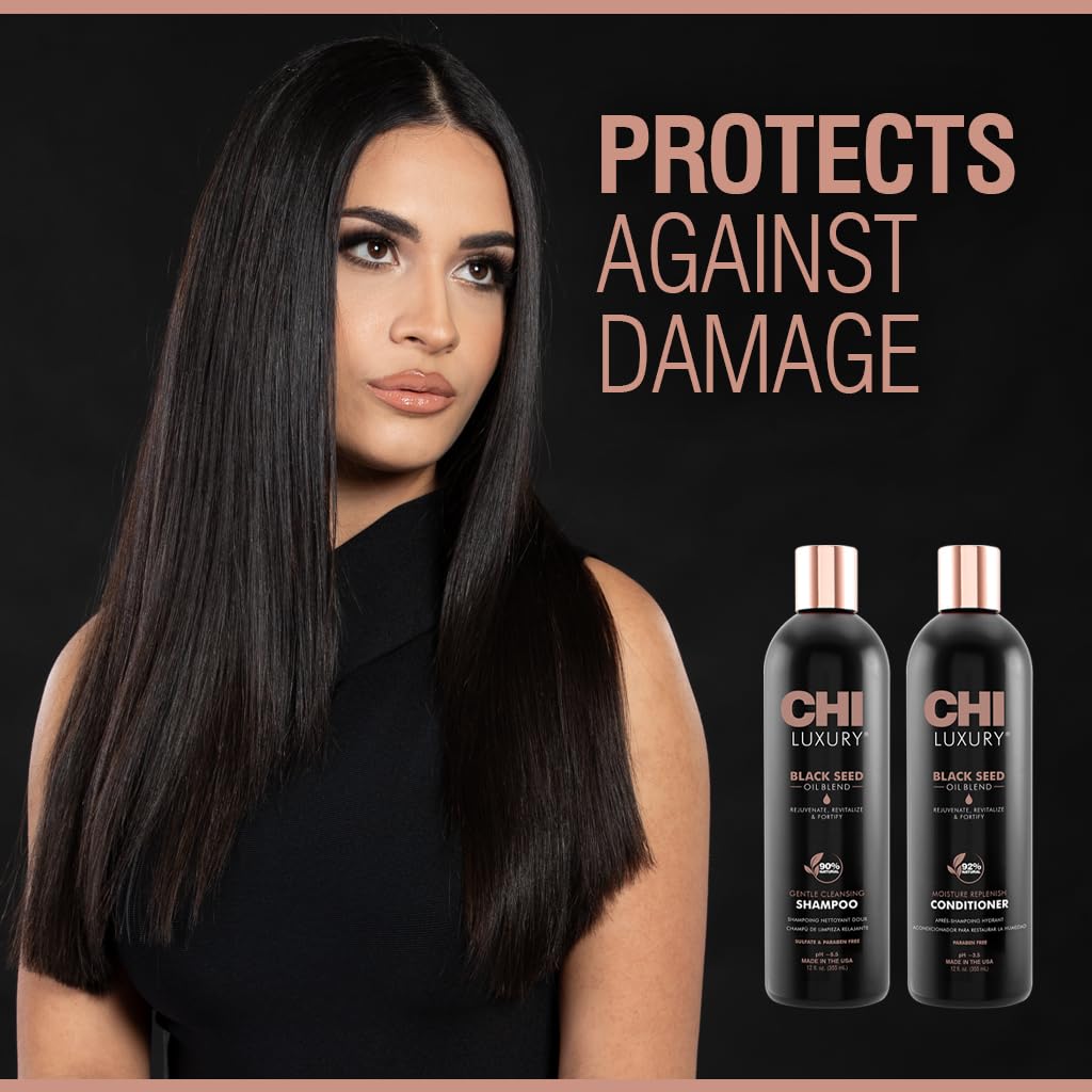 CHI Luxury Black Seed Oil Moisture Replenish Conditioner bottle front view detangles and softens