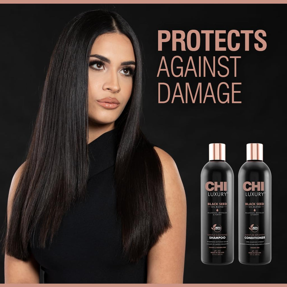 CHI Luxury Black Seed Oil Moisture Replenish Conditioner bottle front view detangles and softens