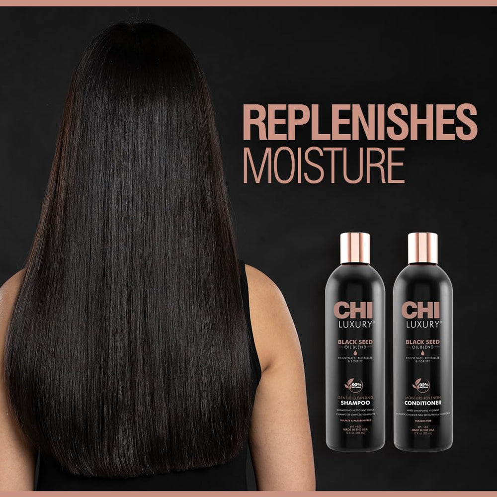 CHI Luxury Black Seed Oil Shampoo lather close-up shows rich cleansing