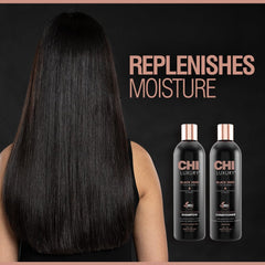 CHI Luxury Black Seed Oil Shampoo lather close-up shows rich cleansing