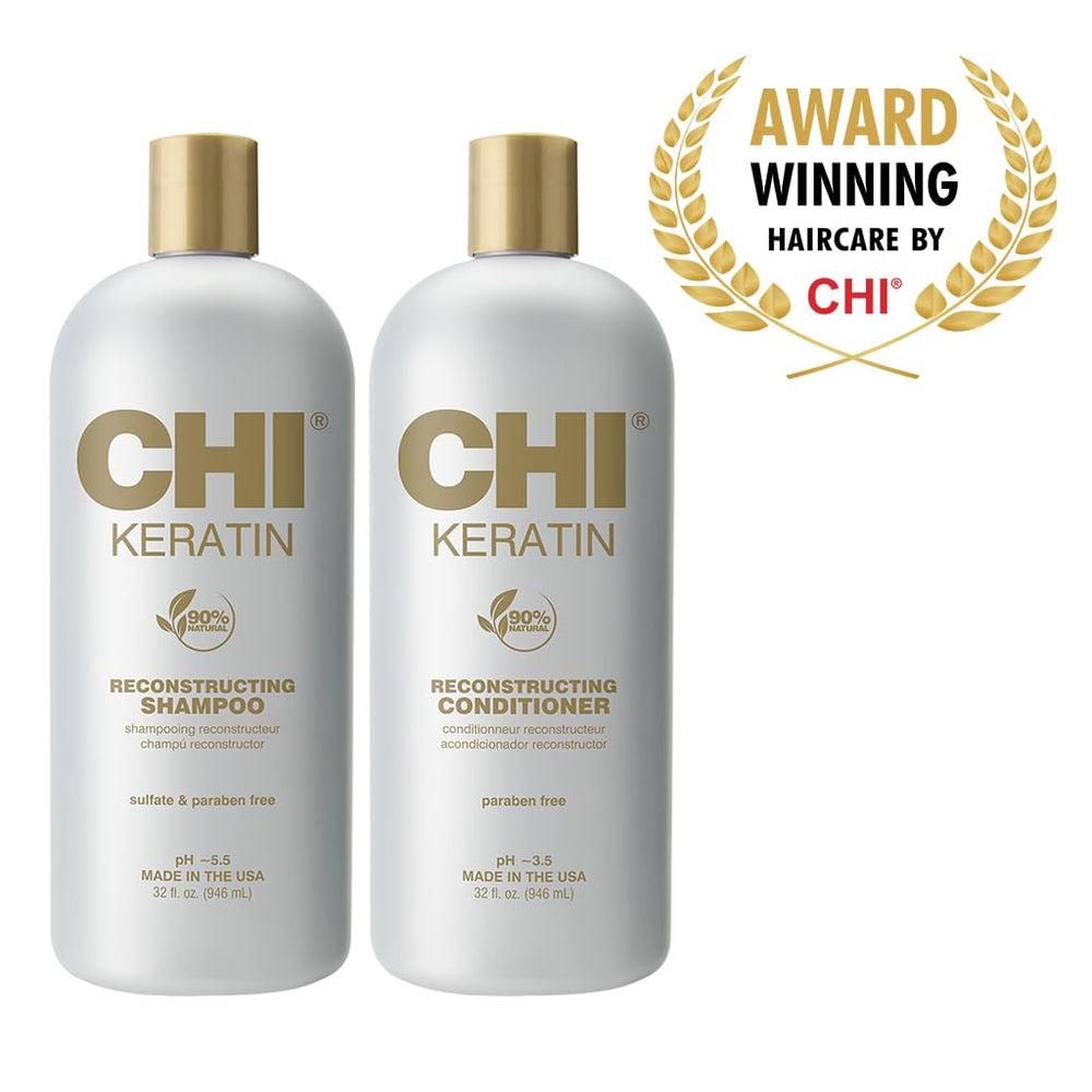 CHI Moisturize It Duo close‑up showing glossy, shiny hair after use