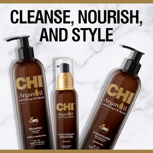 CHI Moringa Oil leave-in treatment bottle for quick detangling and nourishment