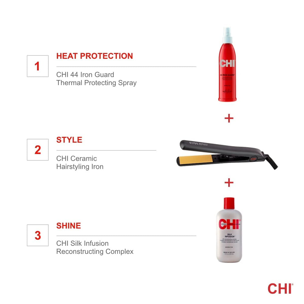 CHI Original Ceramic Flat Iron packaging box emphasizing professional-grade tool and versatility.