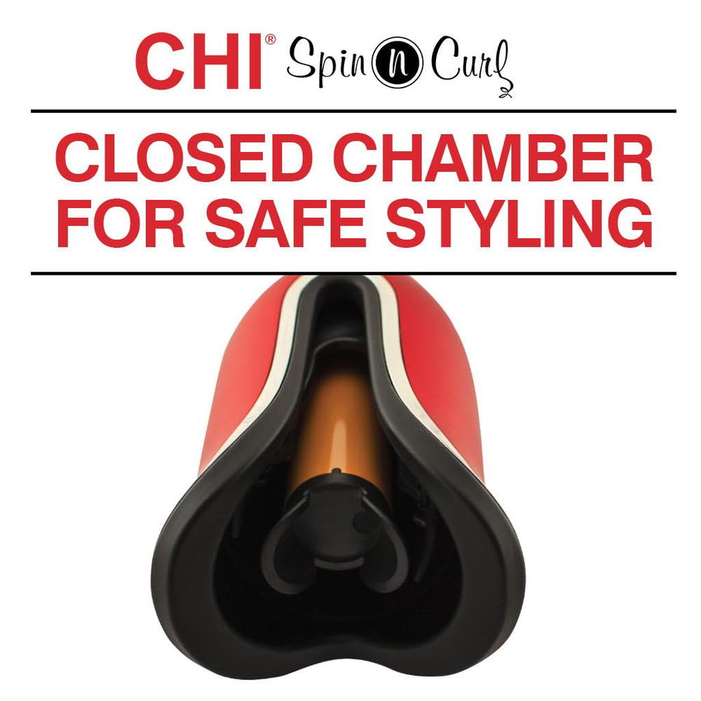 CHI Spin N Curl 1-inch rotating barrel creates smooth, salon-quality curls.