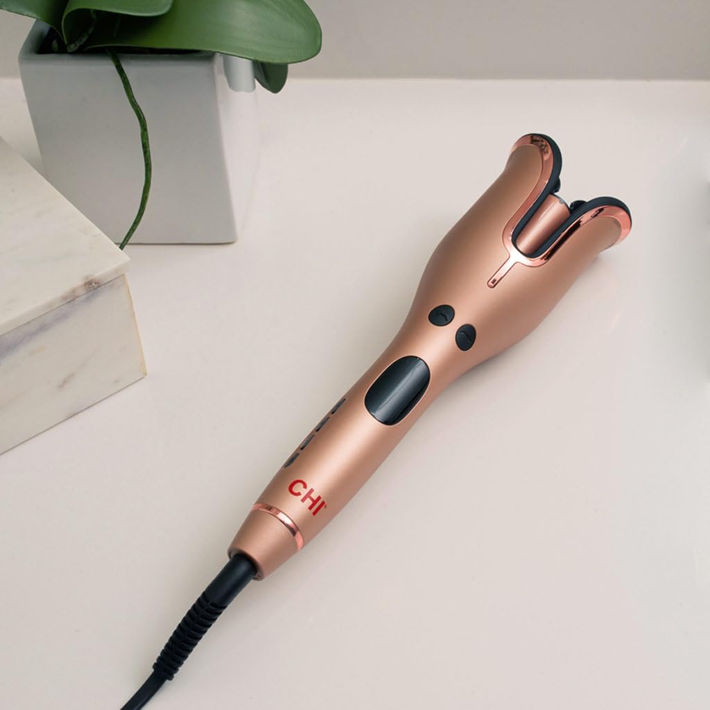 CHI Spin N Curl in-use shot showing easy one-button curling action.
