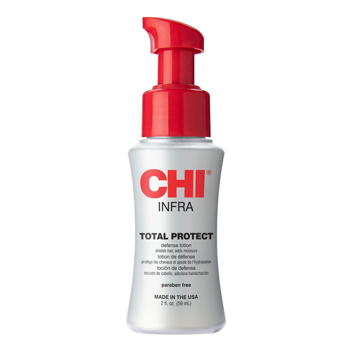 CHI Total Protect Defense Lotion bottle shows silky texture that locks in moisture.