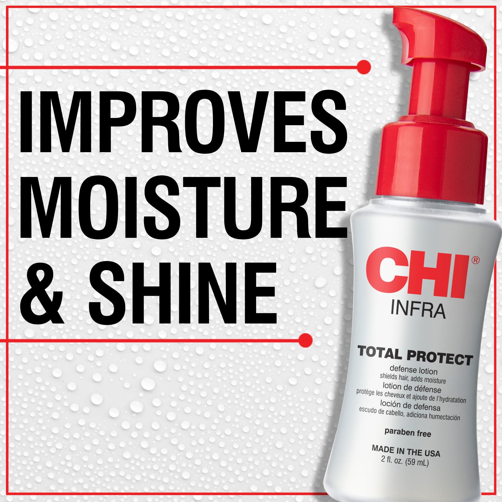 CHI Total Protect Defense Lotion texture close-up highlights lightweight, non-greasy feel.