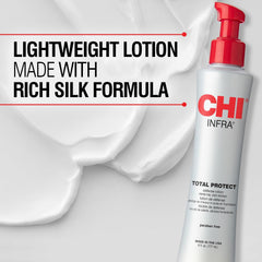 Chi Total Protect loción, aplicación en cabello mojado o seco para mayor protección.