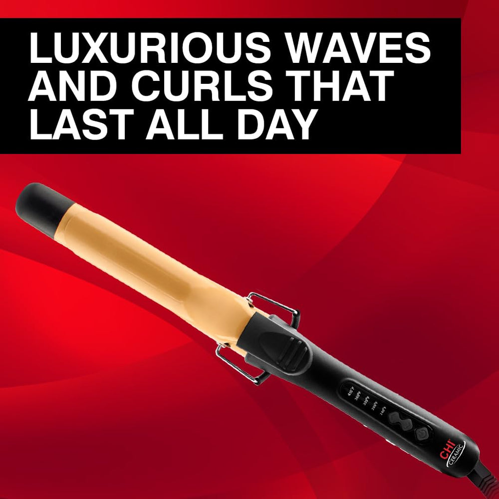 CHI Tourmaline Ceramic Curling Iron delivering even heat for consistent styling.