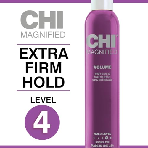 CHI Magnified Volume Finishing Hair Spray, cabello con volumen notable y movimiento.