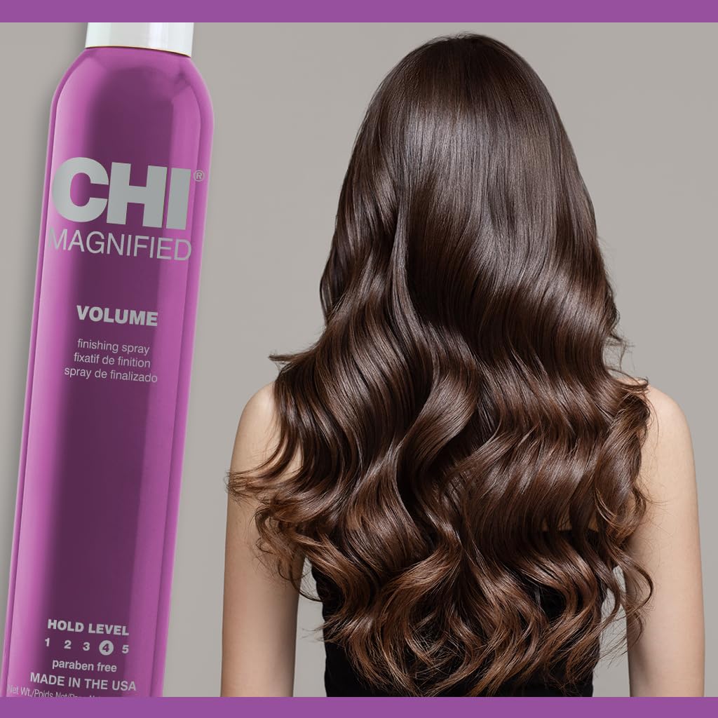 CHI Magnified Volume Finishing Hair Spray, uso recomendado tras peinado para fijar el acabado.