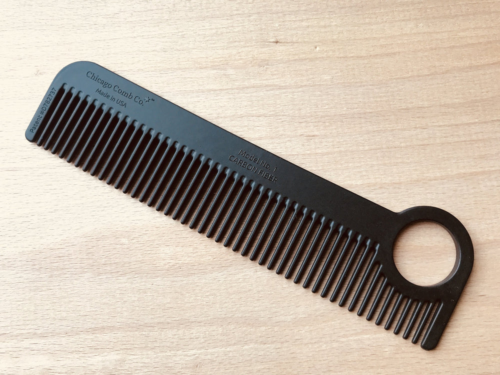 Chicago Comb Model 1 loop design offers easy grip and convenient hanging after styling.