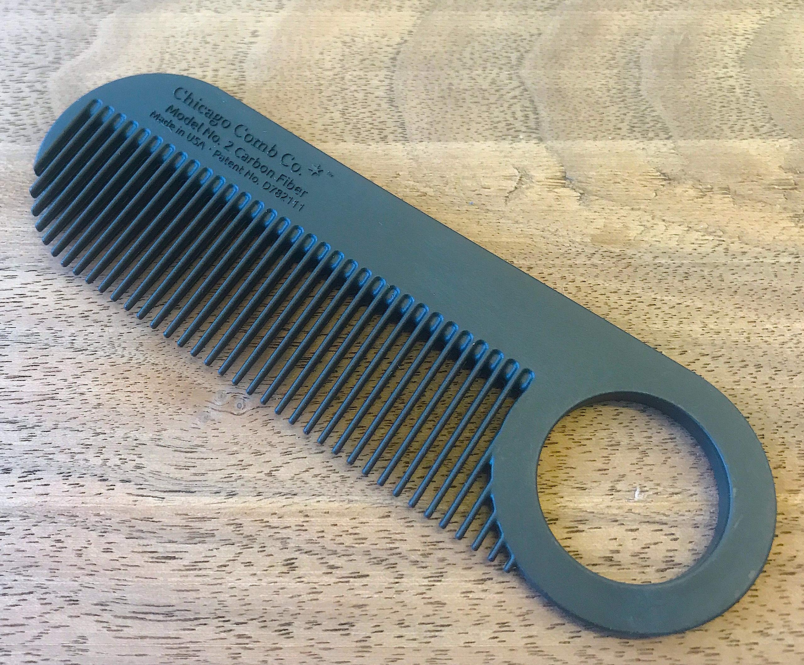 Chicago Comb Model 2 carbon fiber travel-friendly size fits pockets.
