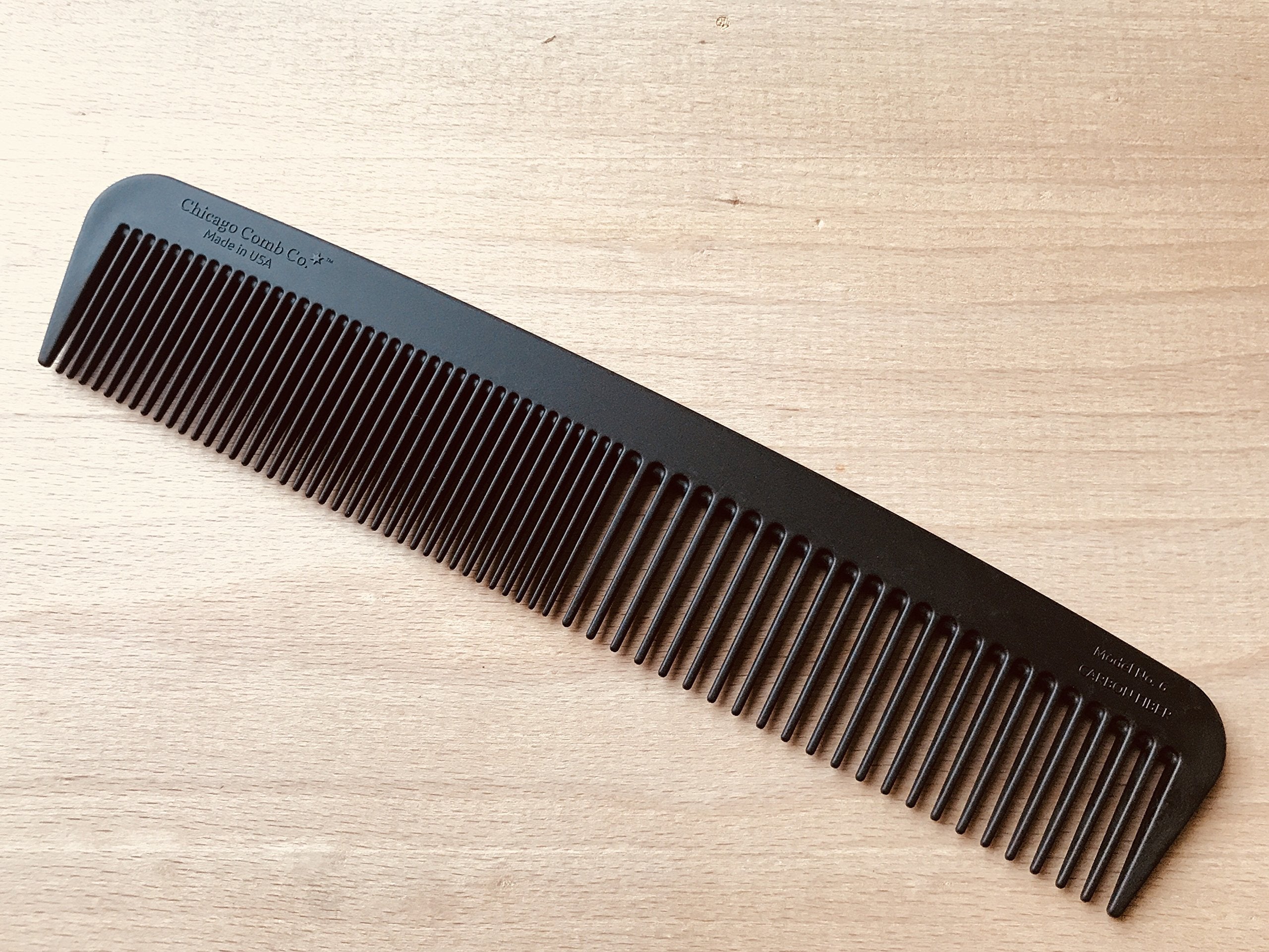 Chicago Comb Model 6 made-in-usa badge on a durable handle