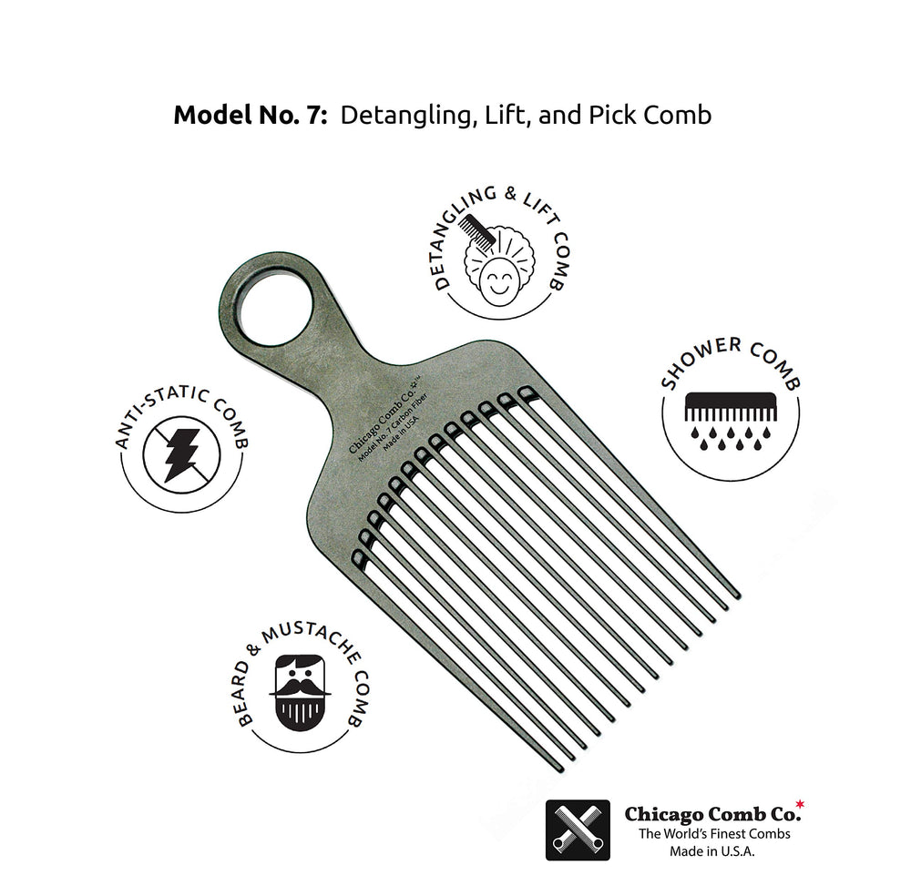 Chicago Comb Model 7 carbon fiber pick heat resistance for styling