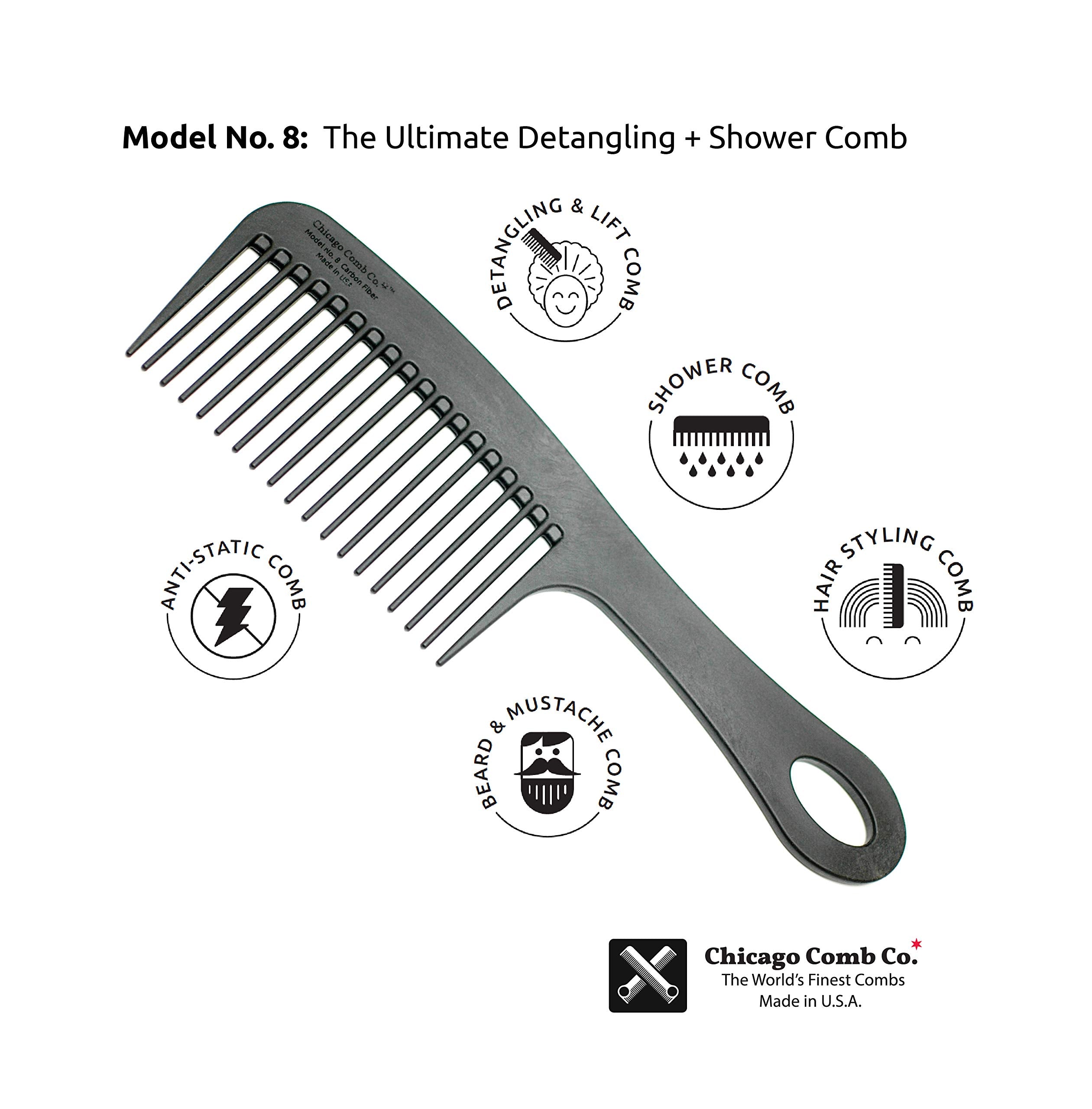 Chicago Comb Model 8 8.5-inch size fits in your shower routine.