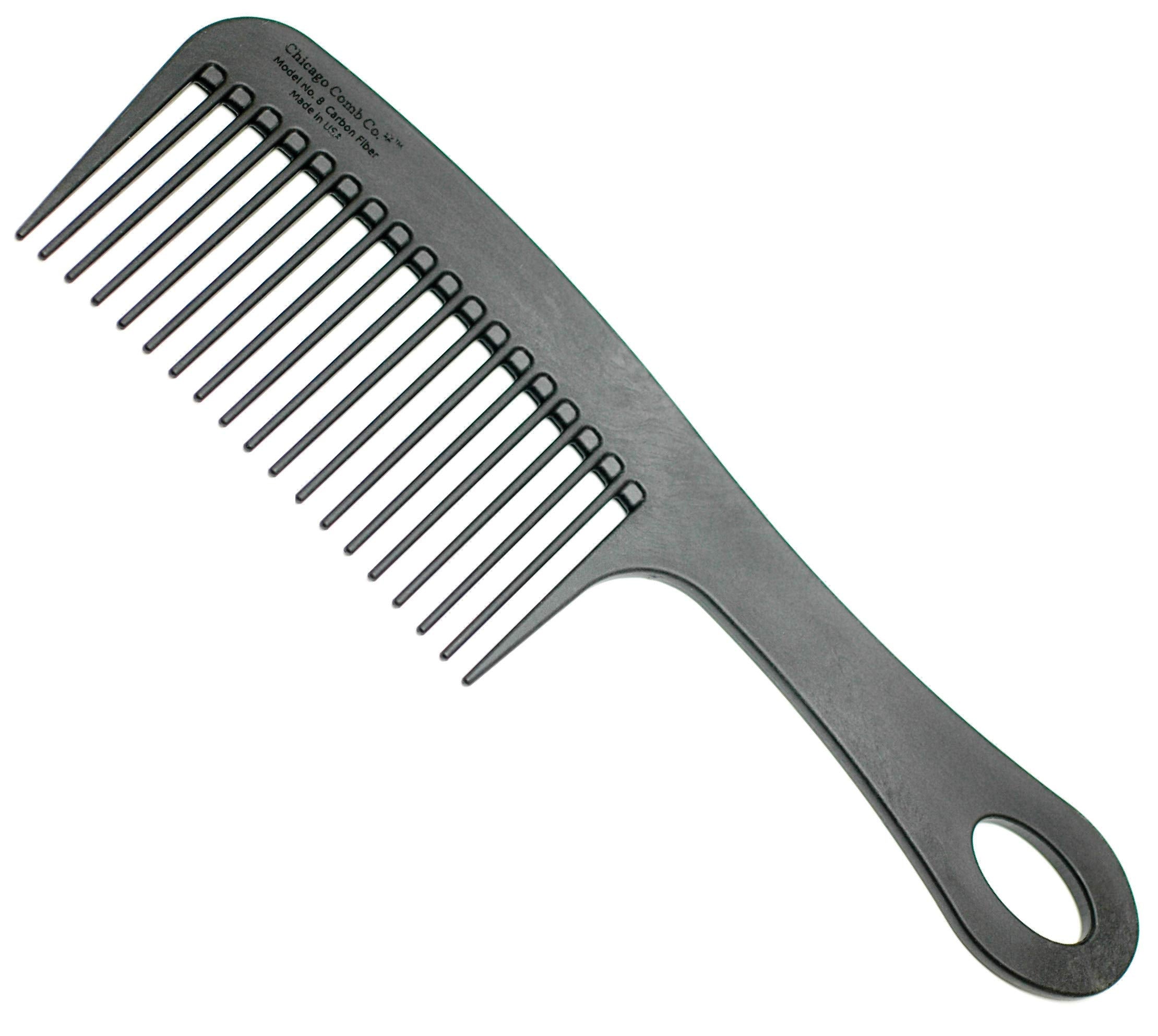 Chicago Comb Model 8 carbon fiber detangling for thick, curly hair.