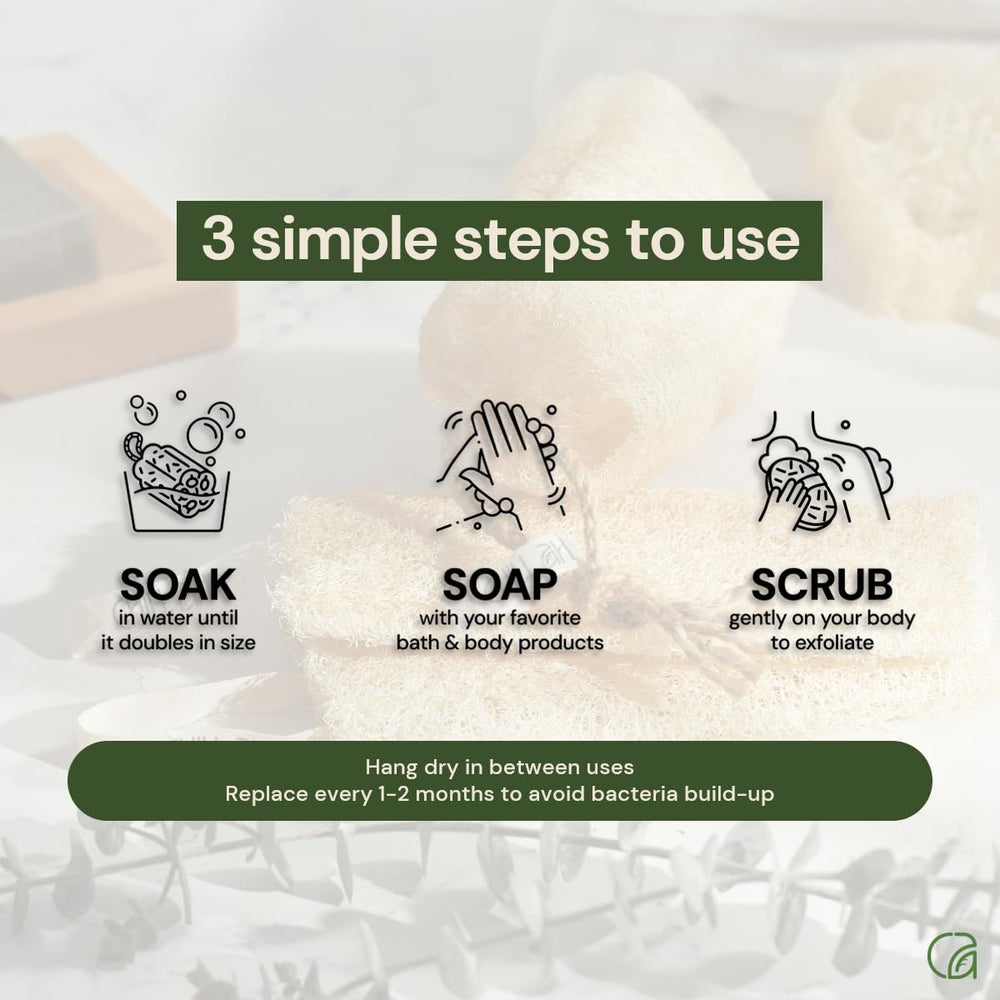 Chill Ah Green Glow loofah held in hand for everyday use.