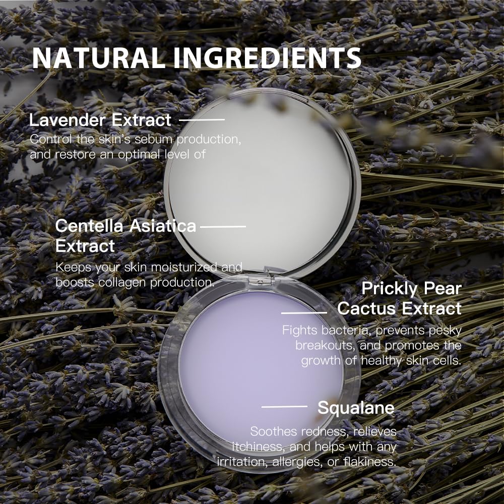 Chillab Lavender Matte Powder close-up reveals airy, lightweight texture.