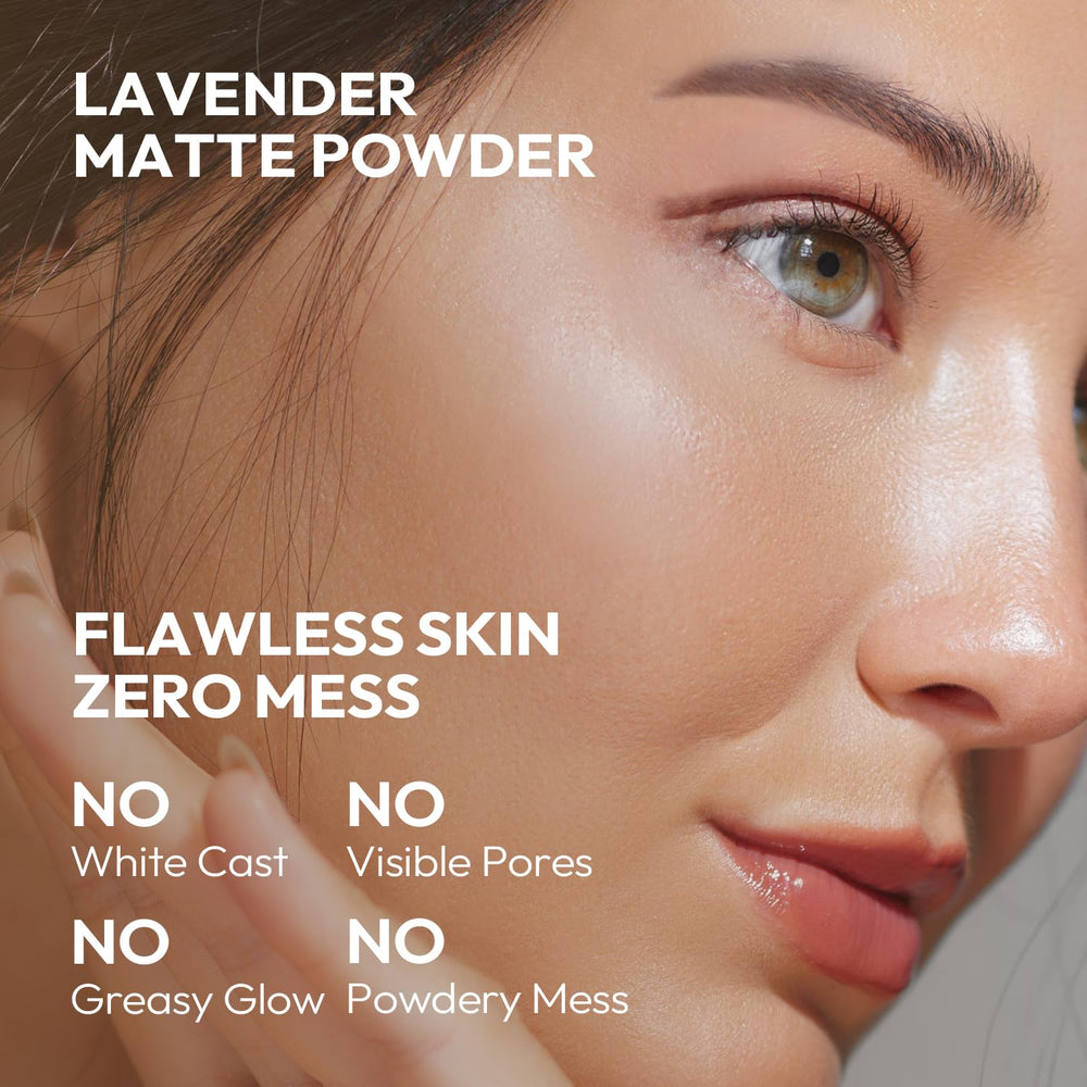 Chillab Lavender Matte Powder swatch on skin shows natural matte finish.
