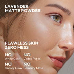 Chillab Lavender Matte Powder swatch on skin shows natural matte finish.