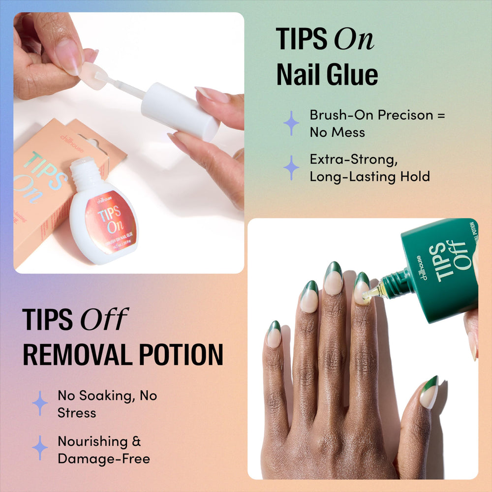 Chillhouse clean brush applicator closeup highlights precise, easy-to-use glue