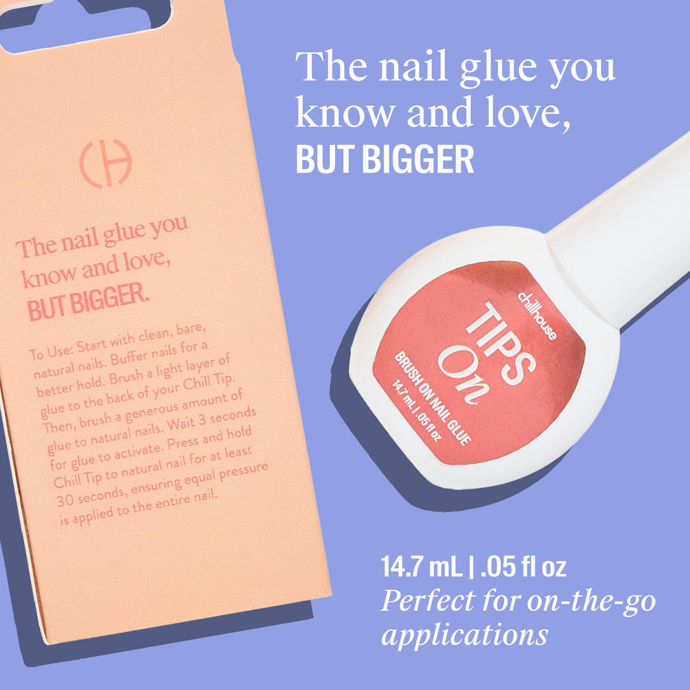 Chillhouse nail glue remover bottle demonstrates damage-free removal compatibility