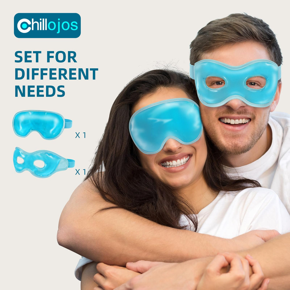 Chillojos 2 Pack cooling eye mask with Velcro fit for secure wear.