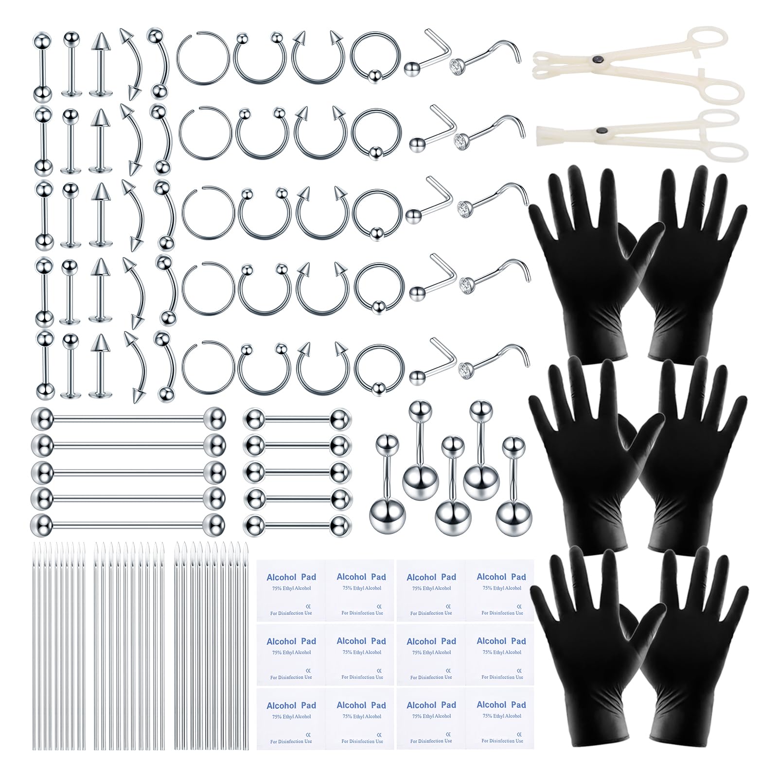 ChiMunllin kit de perforación corporal de 120 piezas para uso profesional o en casa