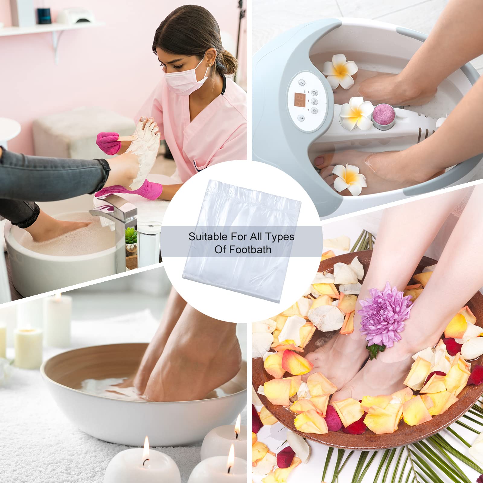 Chinco spa salon setup with liners for hygienic foot baths
