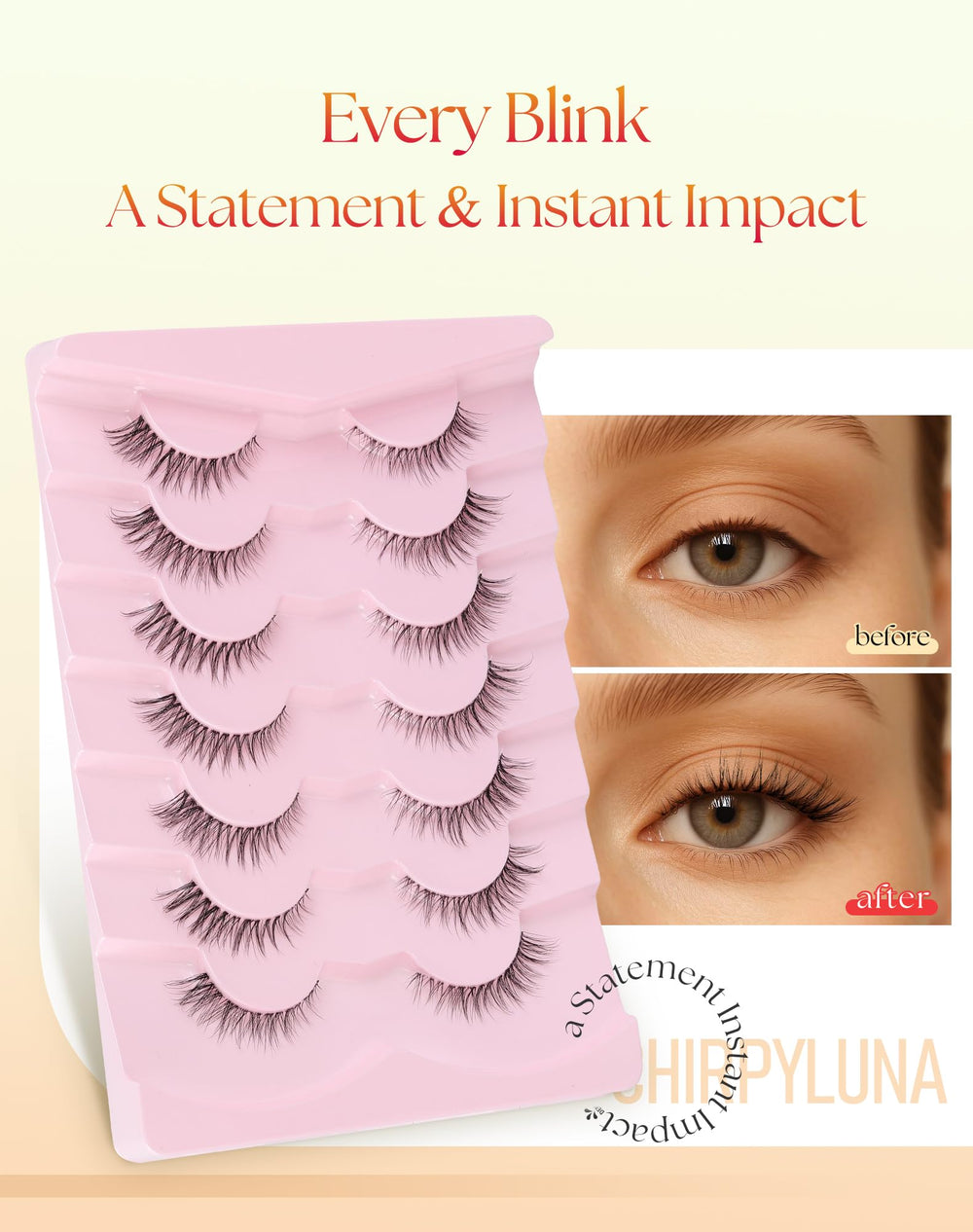 ChirpyLuna soft synthetic fiber lashes with silk-like feel