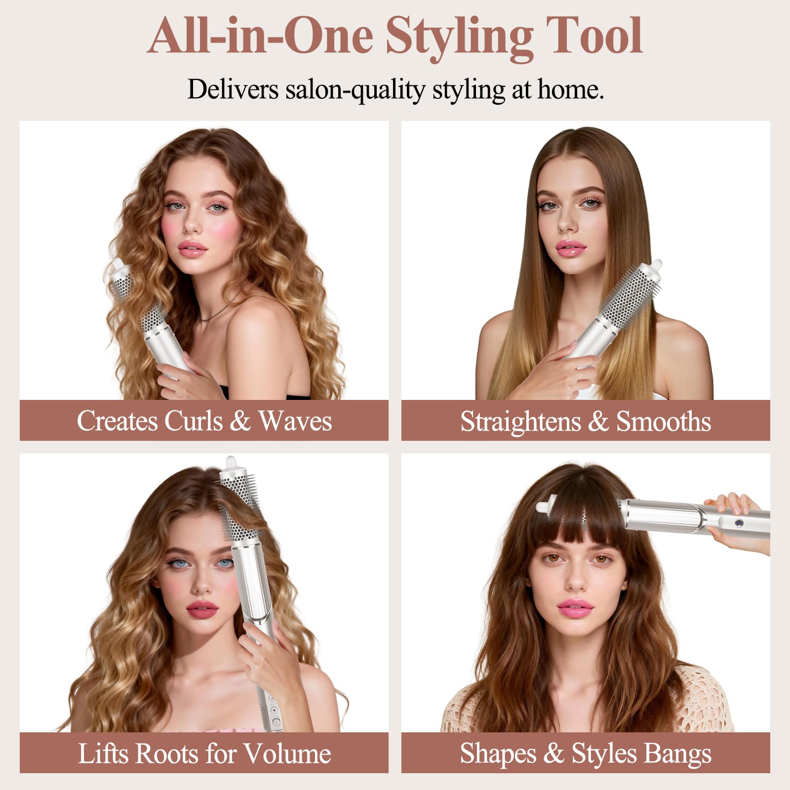 Detailed bristle pattern enhances shine and smoothness on wet or dry hair.