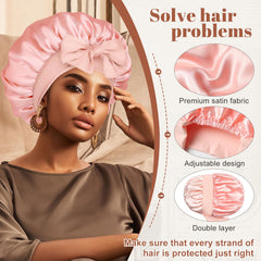 CHLINS bonete satén para dormir, doble capa visible protege el cabello ligero.