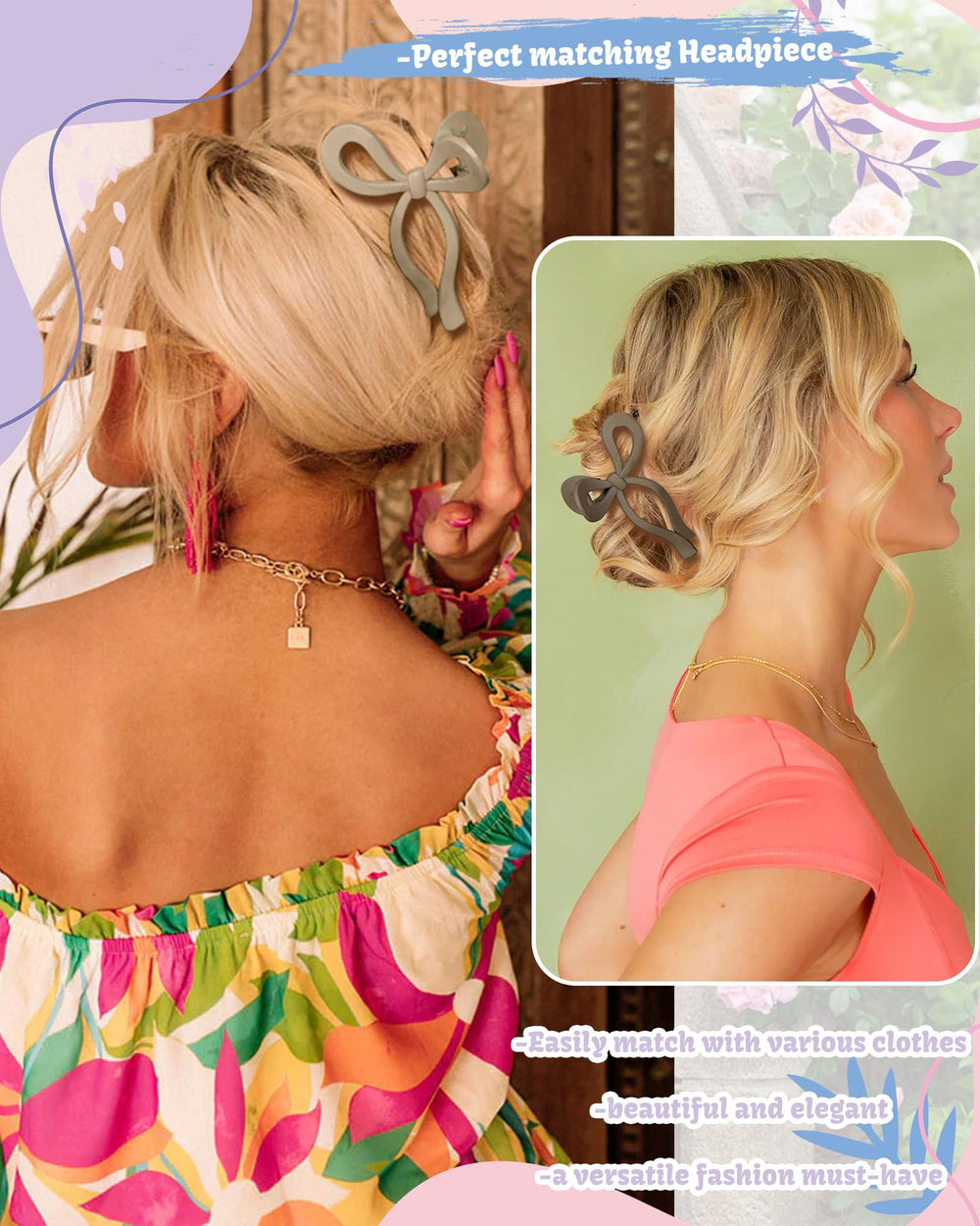 CHLINS bow hair clip in off-white adds elegant daily style and durability.