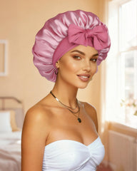 CHLINS double-layer satin bonnet inside view with soft polyester layers.