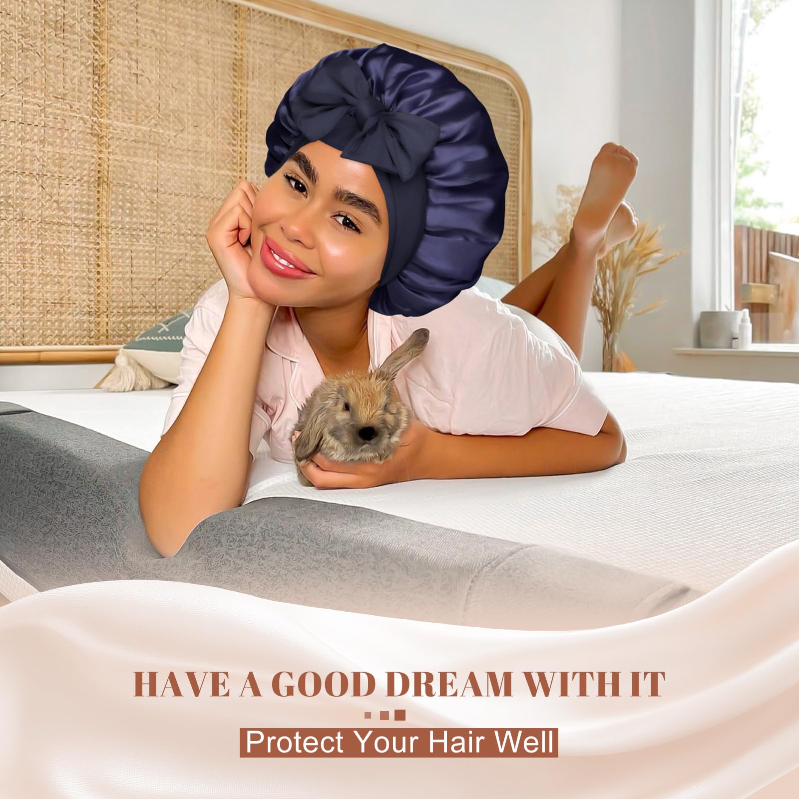 CHLINS gorro satén para cabello rizado mantiene forma y suavidad