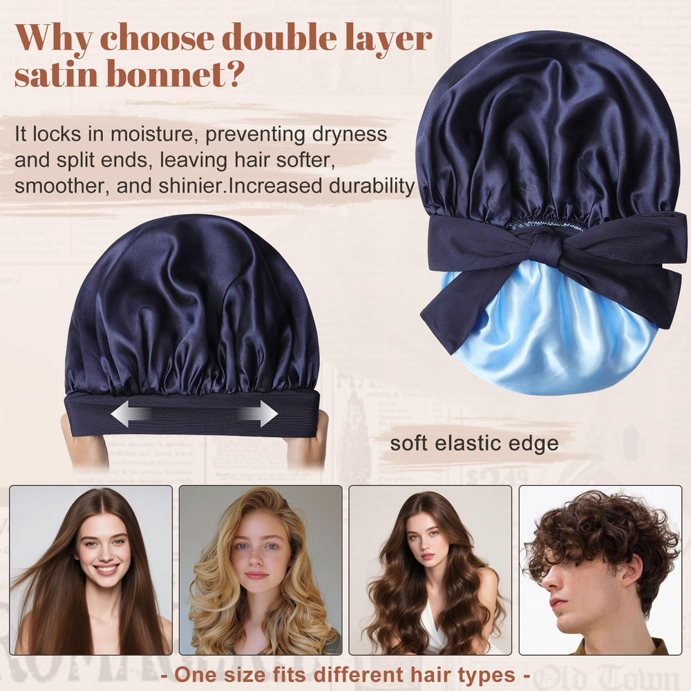 CHLINS gorro satén doble capa protección suave para el cabello