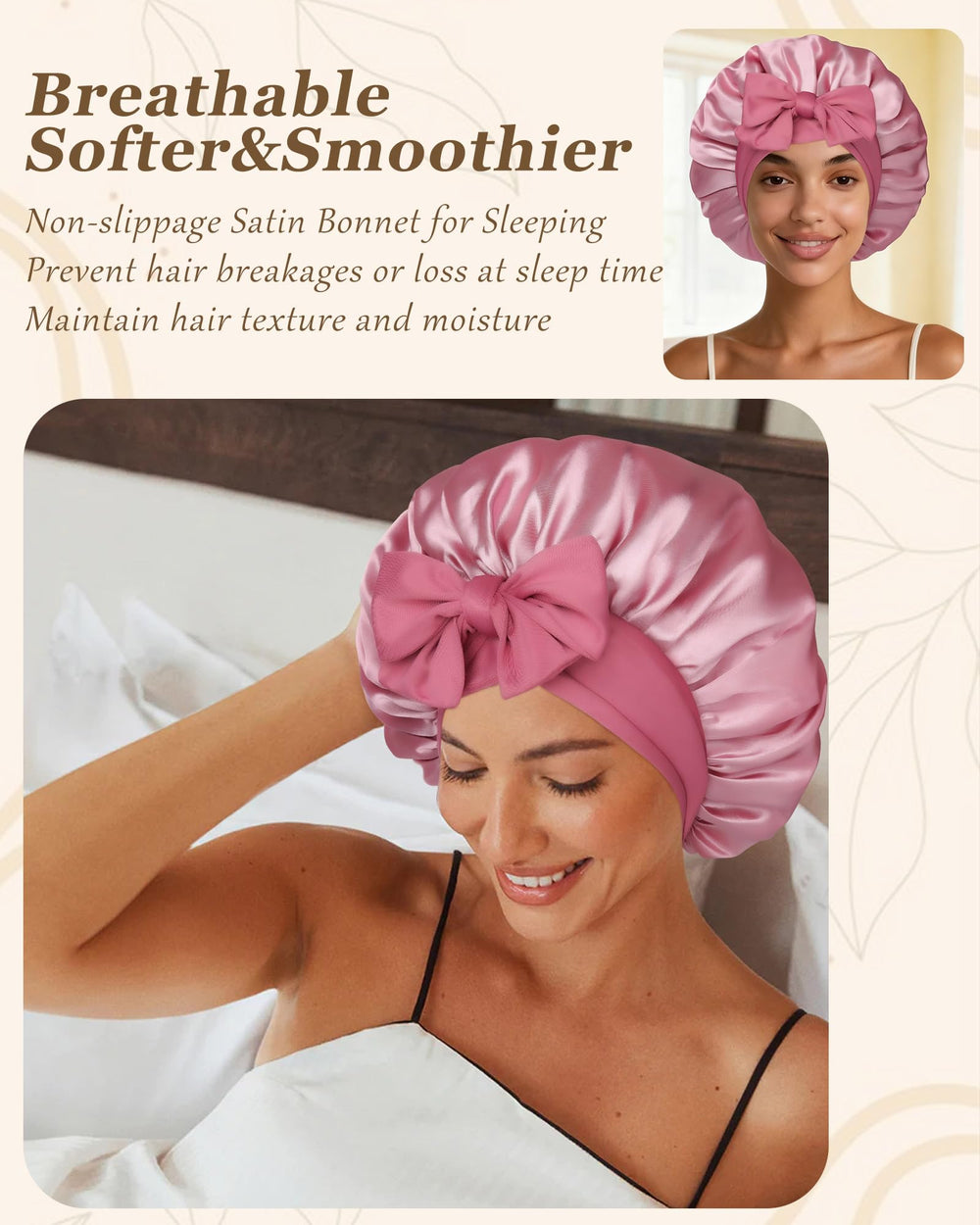 CHLINS reversible satin bonnet side view showing two-color reversible design.
