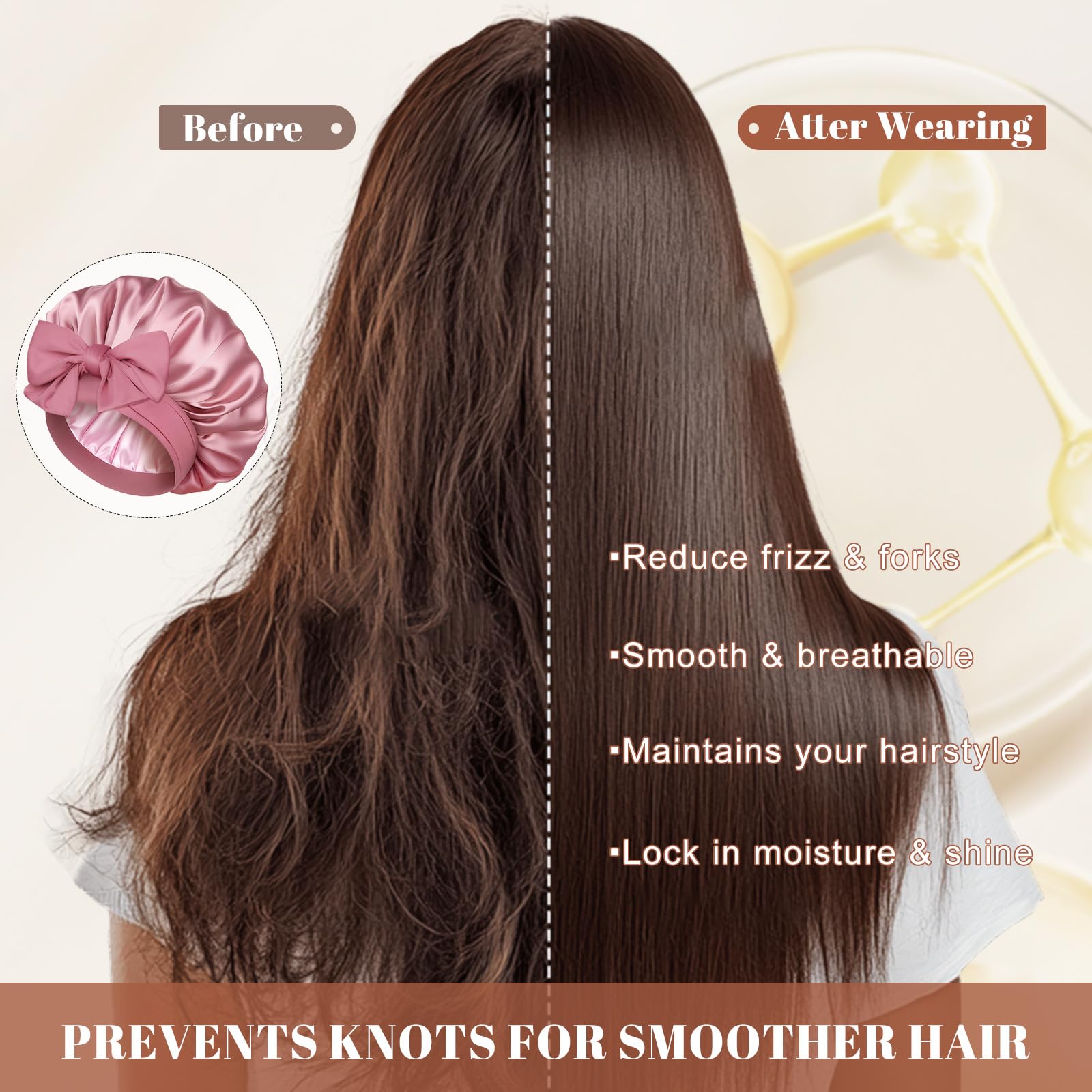 CHLINS bonete de satén cubre todo tipo de cabello, rizos y liso