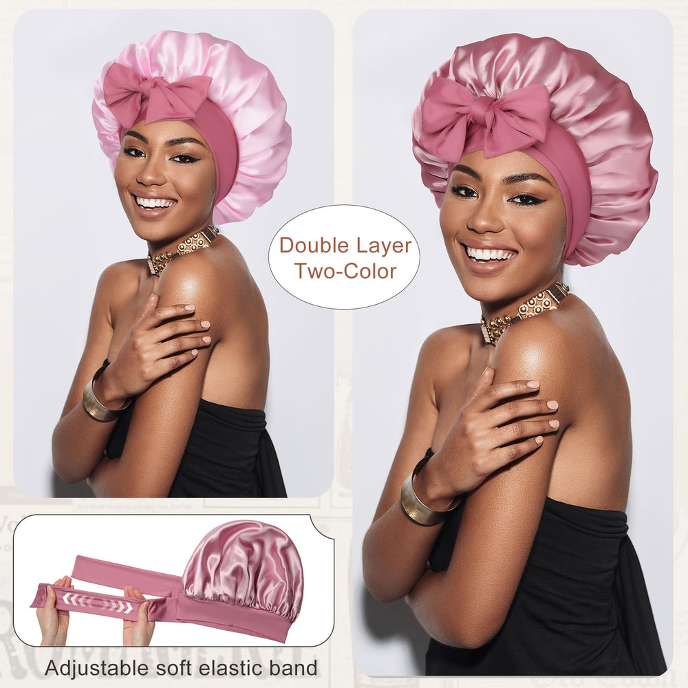 CHLINS bonete de satén de doble capa para dormir protege la humedad del cabello