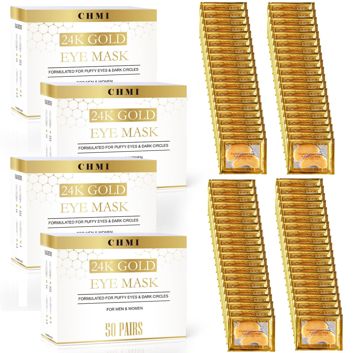 CHMI under eye patches packaging for at-home skincare routine